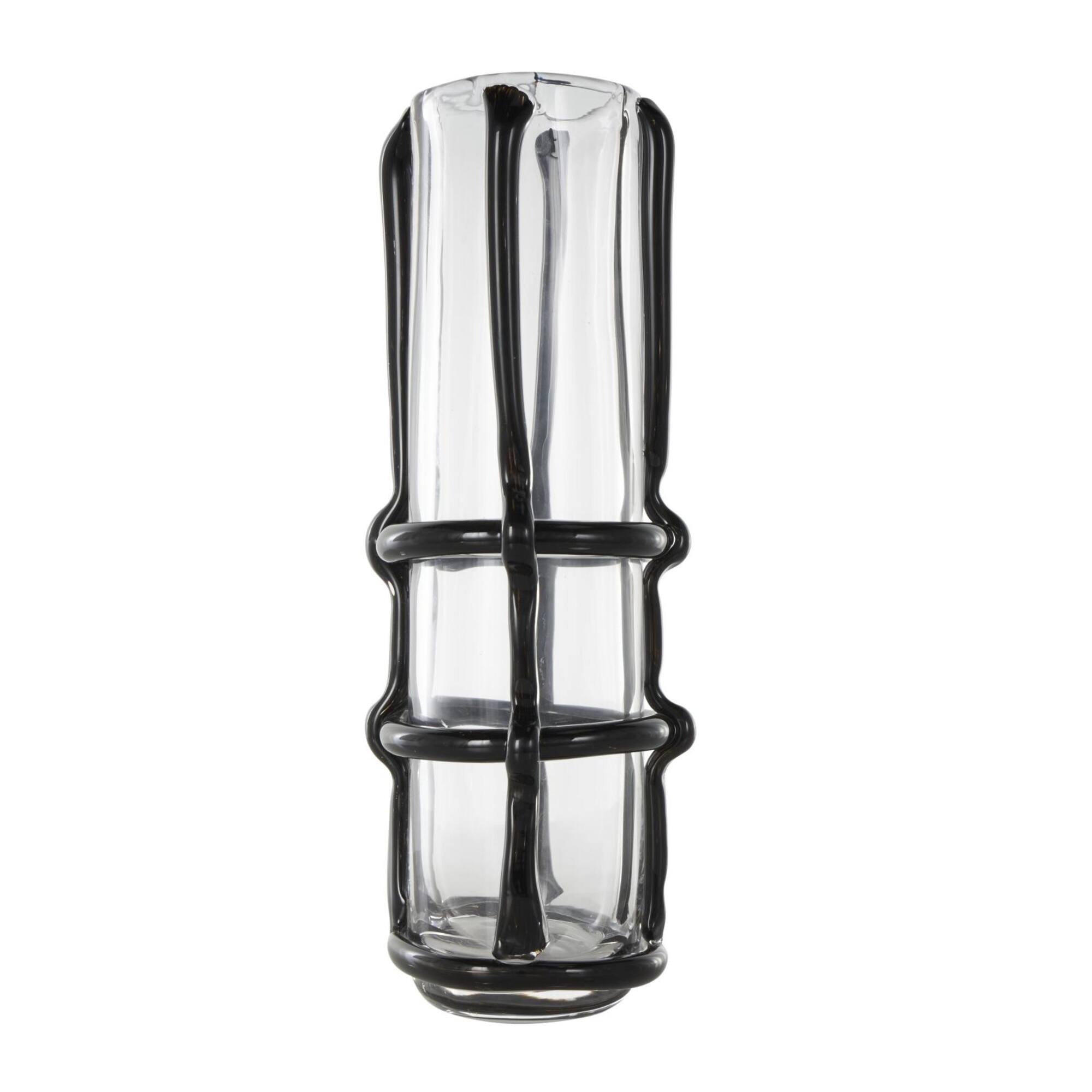 Black Recycled Glass Vase with Glass Framing